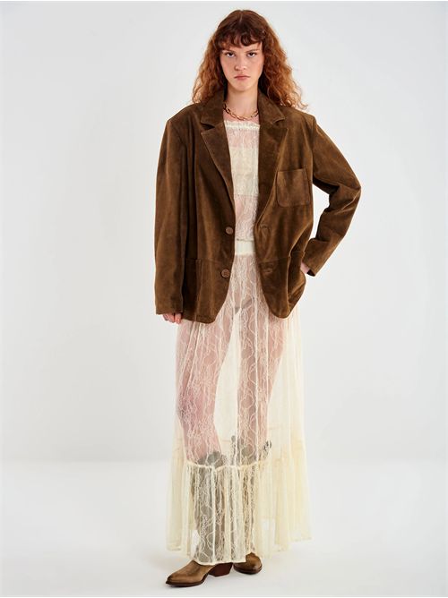 Giacca Over in Pelle VICOLO | TD0099TAUPE